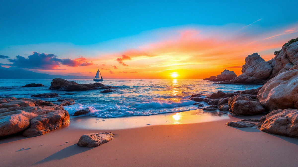 Proposta di matrimonio romantica a Ischia al tramonto, con mare calmo e atmosfera estiva.
